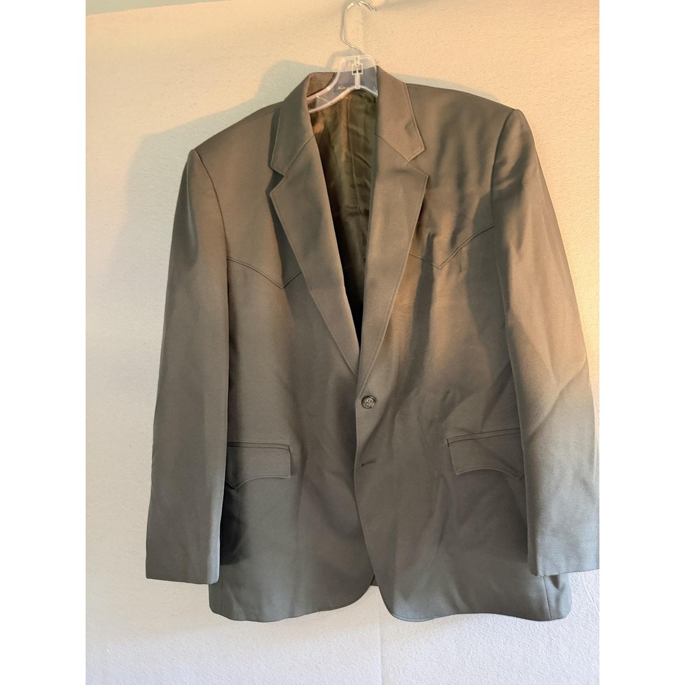 Circle S Western Blazer Sport Coat Mens 46R Gray Polyester Cowboy Jacket Classic